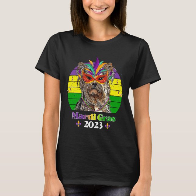 Camiseta Yorkshire Terrier Party Dog Mardi Gras 2023 (Frente)