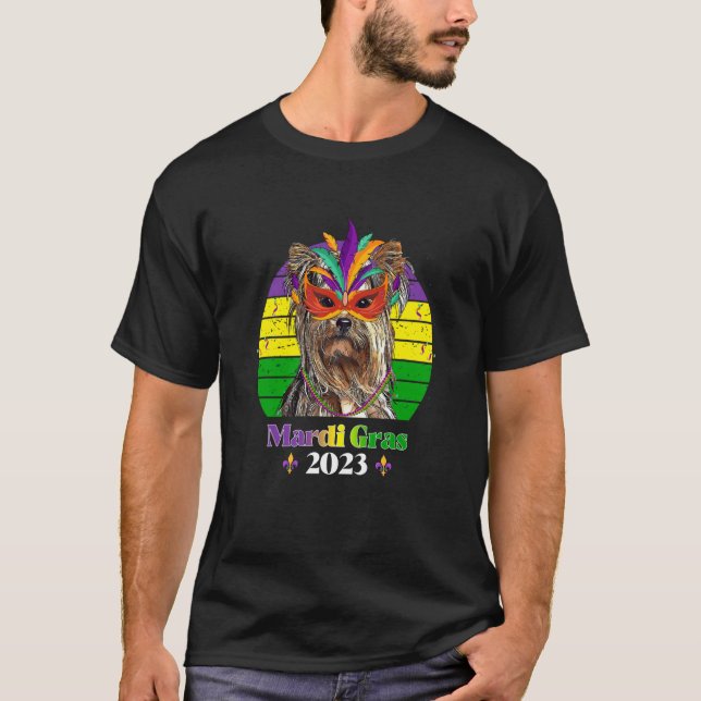 Camiseta Yorkshire Terrier Party Dog Mardi Gras 2023 (Frente)