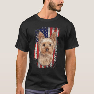 Camiseta Yorkshire Terrier Patriotic American Flag Dog 4º