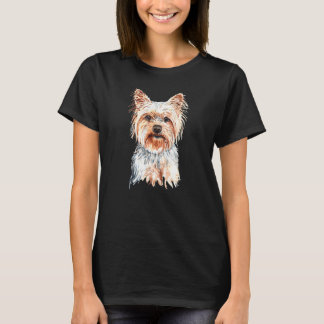 Camiseta Yorkshire Terrier Portrait Cute Puppy Watercolor