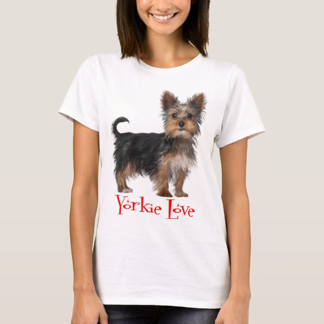 Camiseta Yorkshire Terrier Puppy Dog Red Love Ladens (Frente)