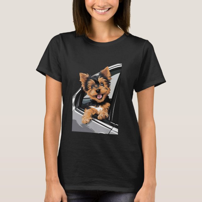 Camiseta Yorkshire Terrier Puppy Pupeking Saindo De Uma Jan (Frente)