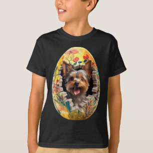 Camiseta Yorkshire Terrier Rasgou Ovo de Páscoa Cachorro En