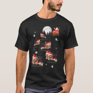 Camiseta Yorkshire Terrier Reindeer Papais noeis Xmas Para