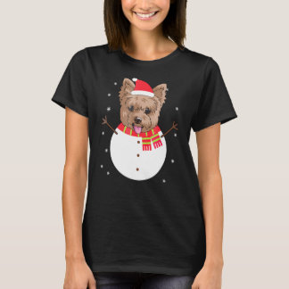 Camiseta Yorkshire Terrier Snowman Natal Gif