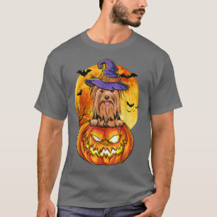 Camiseta Yorkshire Terrier Witch Pumpkin Halloween Dog Love