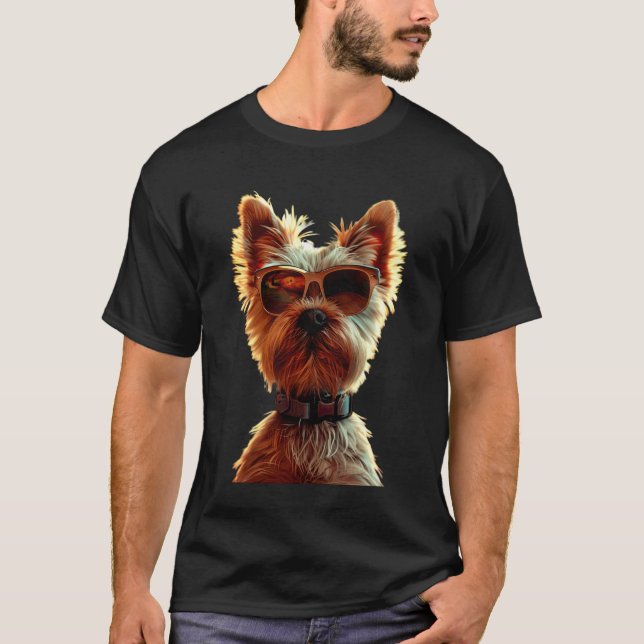 Camiseta Yorkshire Terrier with Sunglasses Dog Lover Cute Y (Frente)
