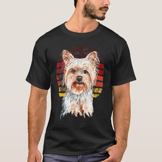 Camiseta Yorkshire Terrier Yorkie Dog Retro Sun (Frente)
