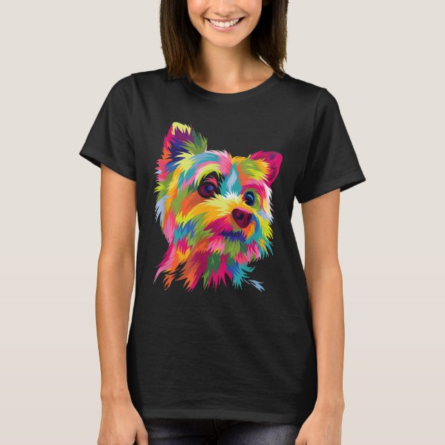 Camiseta Yorkshire Terrier Yorkie Pop Art Popart Dog (Frente)