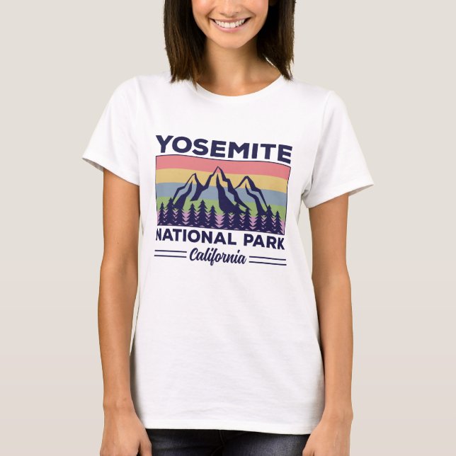 Camiseta Yosemite National Park California Retro Hiking (Frente)