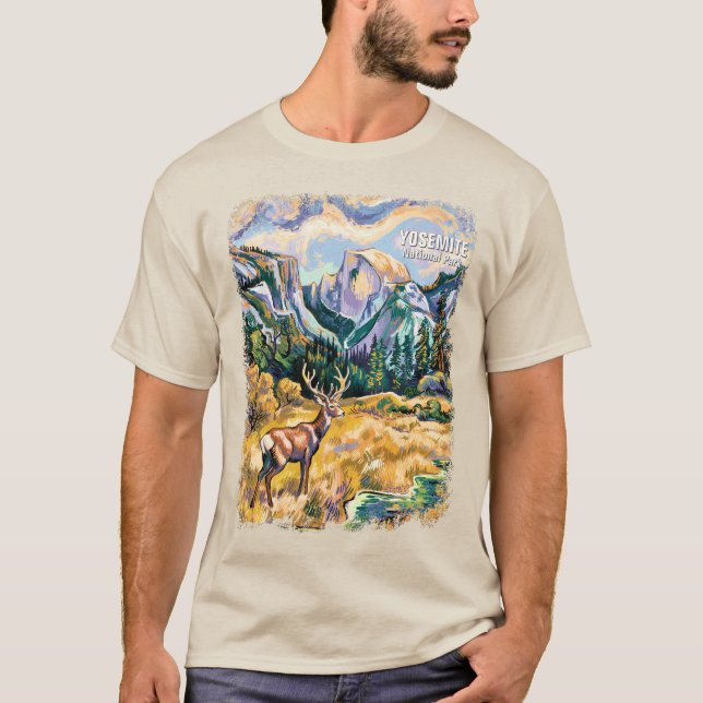 Camiseta Yosemite National Park Half Dome Van Gogh Elk (Frente)