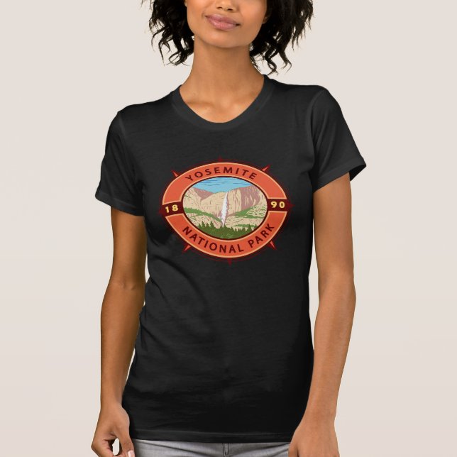 Camiseta Yosemite National Park Retro Compass Emblem (Frente)