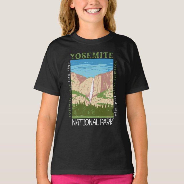 Camiseta Yosemite National Park Waterfall Retro (Frente)