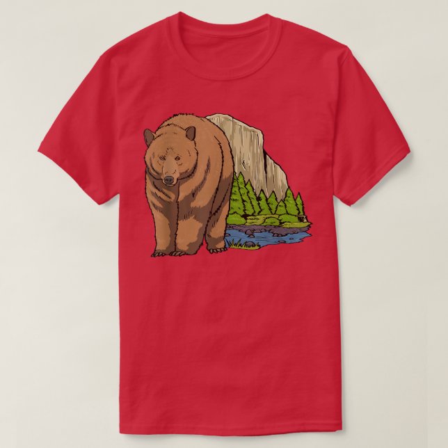 Camiseta Yosimite Urso Comida Engraçado Mulheres Fazendas (Frente do Design)