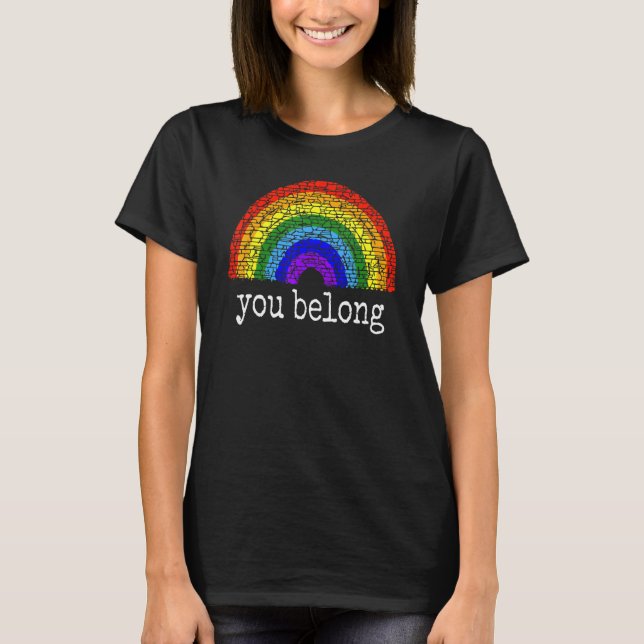 Camiseta You Belong Lgbtq+ Rainbow Gay Pride (Frente)