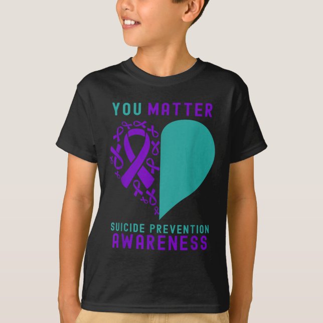 Camiseta You - Heart &amp; Ribbon Design Suicide Prevention (Frente)