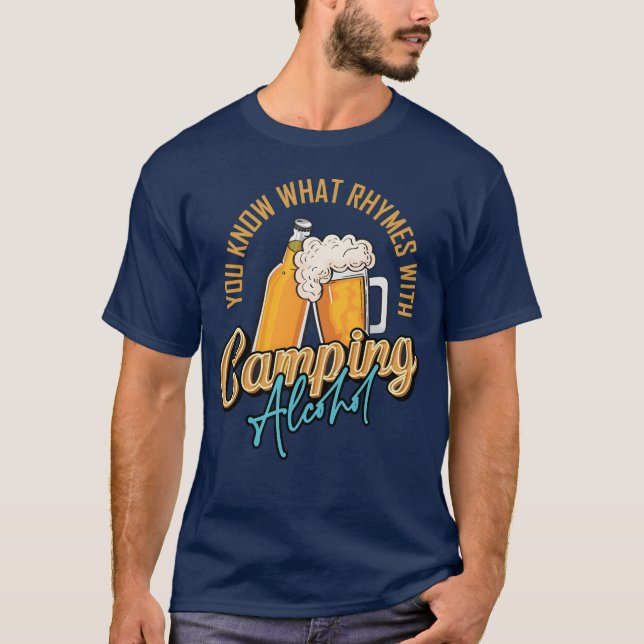 Camiseta You Know What Rhymes With Camping Alcohol boy (Frente)