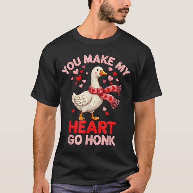 Camiseta You Make My Heart Go Honk Goose Faux Yarn Loving G (Frente)