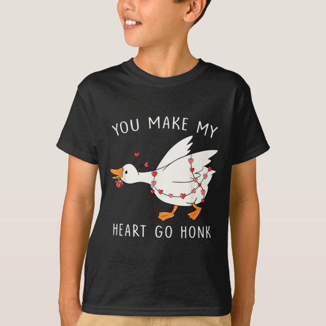Camiseta You Make My Heart Go Honk Goose Valentine's Day  (Frente)