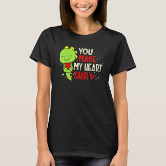 Camiseta You Make My Heart Saur Dinosaur Lover Valentines D