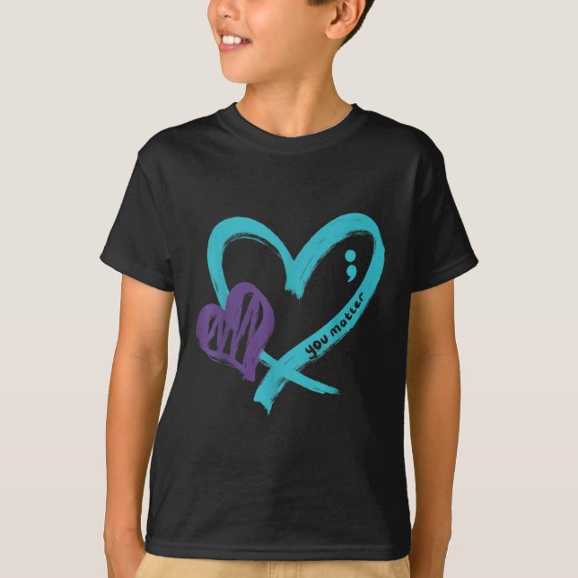 Camiseta You Suicide Prevention Awareness Teal Purple Heart (Frente)
