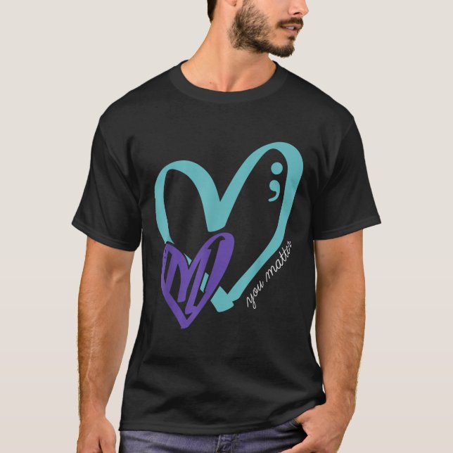 Camiseta You Suicide Prevention Awareness Teal Purple Heart (Frente)