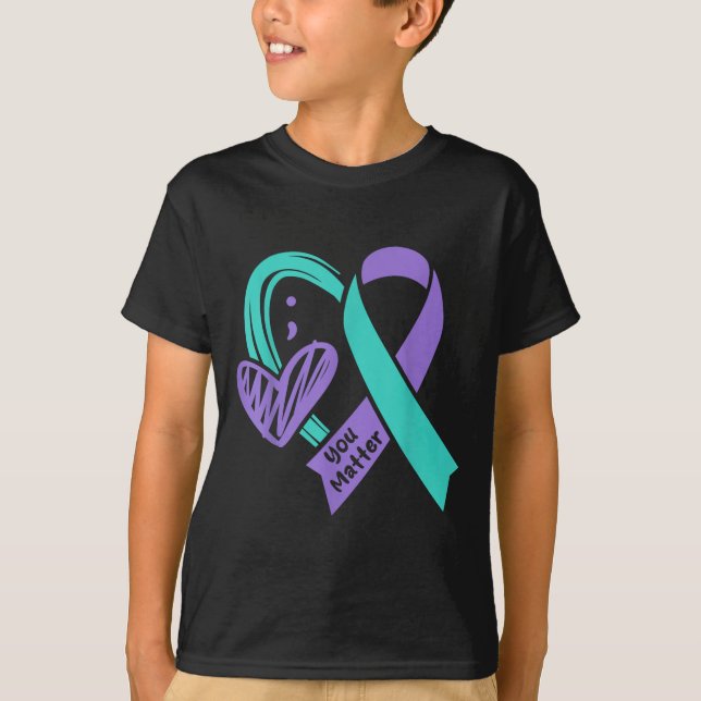 Camiseta You Suicide Prevention Awareness Teal Purple Heart (Frente)