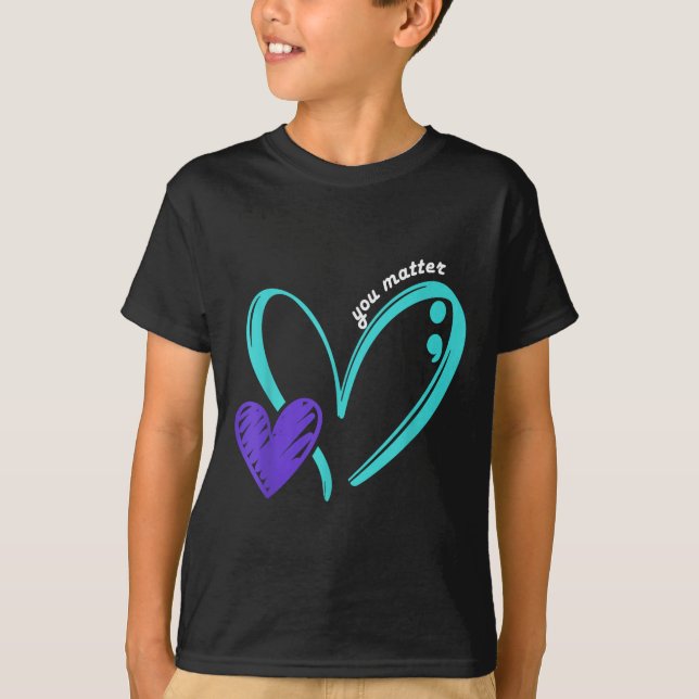 Camiseta You Suicide Prevention Awareness Teal Purple Heart (Frente)