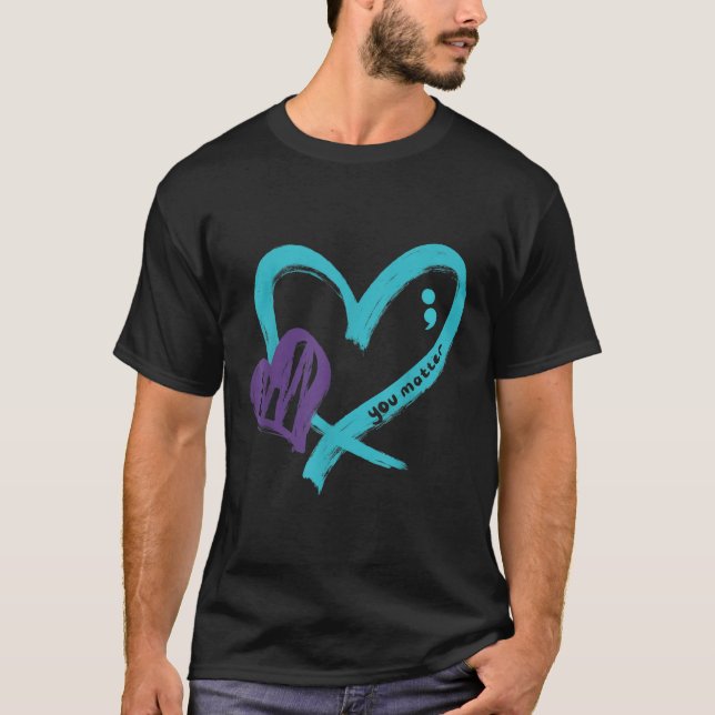 Camiseta You Suicide Prevention Awareness Teal Purple Heart (Frente)