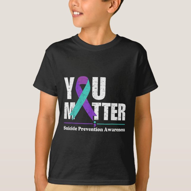 Camiseta You Suicide Prevention Awareness Teal Purple Ribbo (Frente)