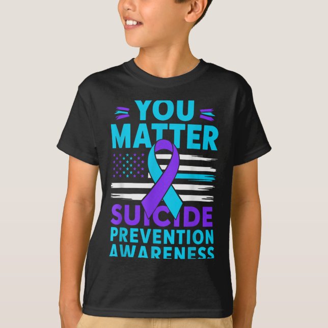 Camiseta You Suicide Prevention Awareness Teal Purple Ribbo (Frente)