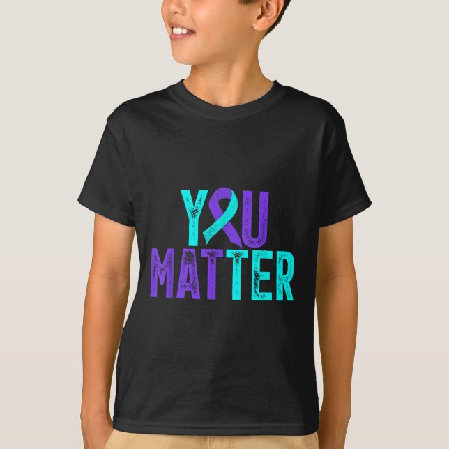 Camiseta You - Suicide Prevention Teal Purple Awareness Rib (Frente)