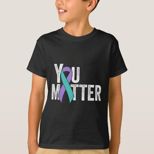Camiseta You Suicide Prevention Teal Purple Awareness Ribbo (Frente)