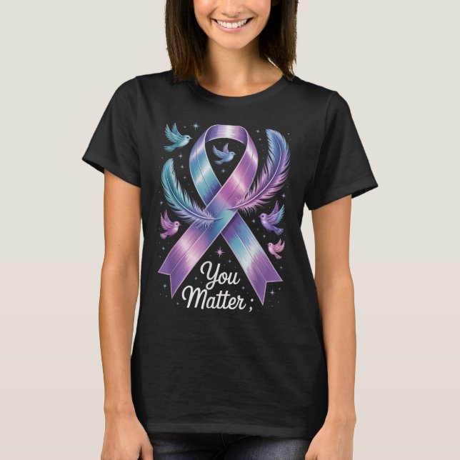 Camiseta You Teal &amp; Purple Ribbon Suicide Prevention Aw (Frente)