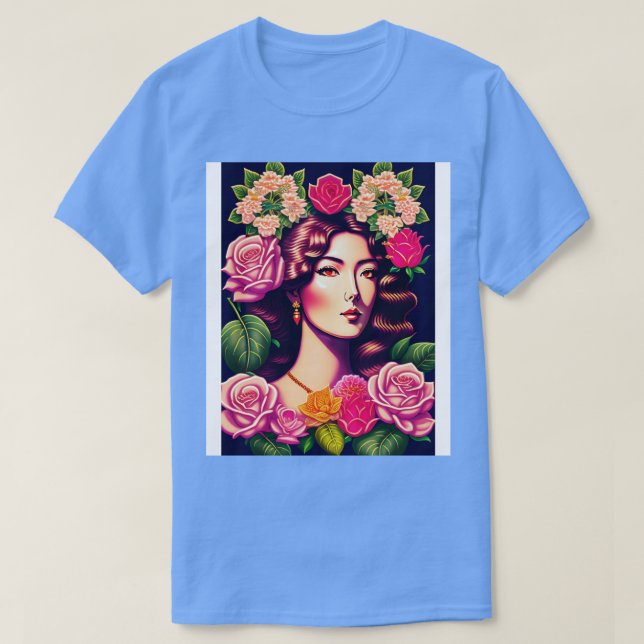 Camiseta Young Agatha Christie Floral Art (Frente do Design)