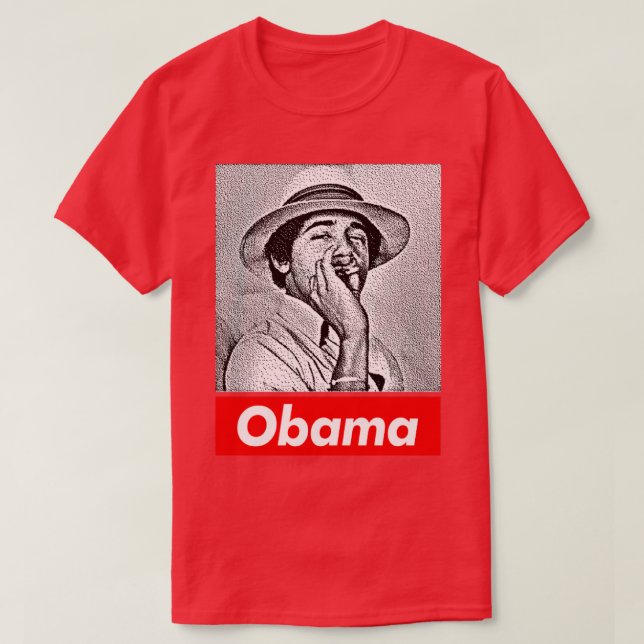Camiseta Young Barack Obama Fan Art de 8 bits (Frente do Design)