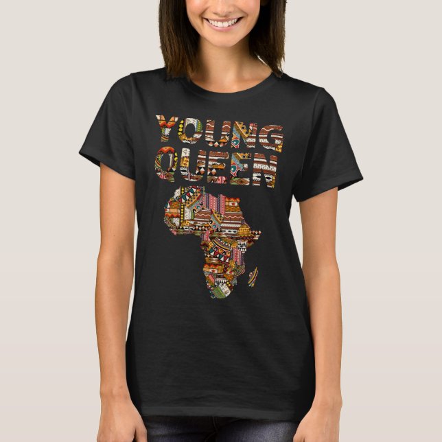 Camiseta Young Queen Black History African American Kente G (Frente)