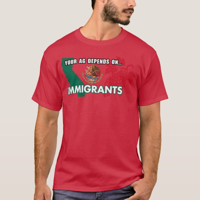 Camiseta Your Agriculture Depends On Immigrants California  (Frente)