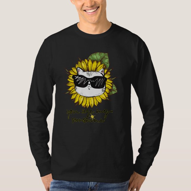 Camiseta Your Are My Sunshine Cat Sunflower Cat (Frente)
