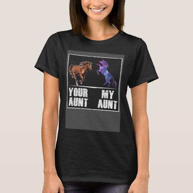 Camiseta Your Aunt Horse My Aunt Unicorn   Neice Nephew (Frente)