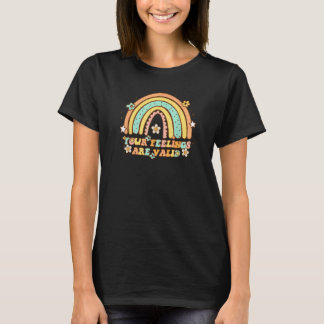 Camiseta Your Feelings Are Valid Retro Rainbow Mental Healt