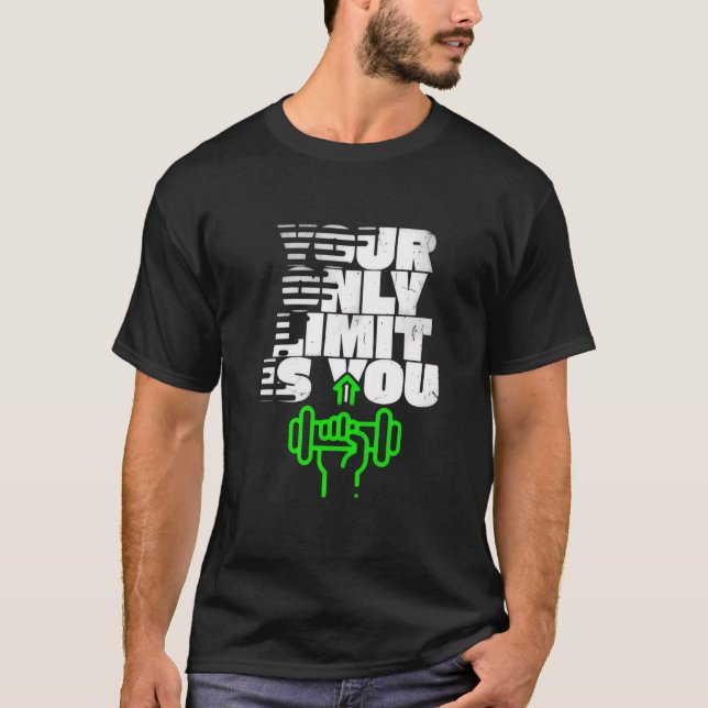 Camiseta “Your Only Limit Is You” Fitness Motivational Tee (Frente)