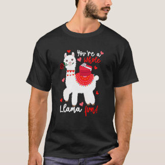 Camiseta You're A Whole Llama Fun Valentine Llama Flowers F