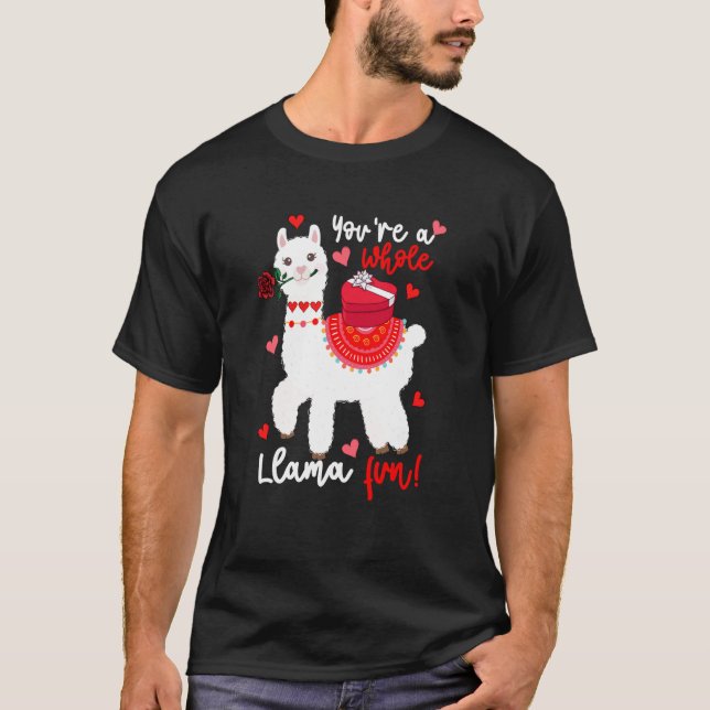 Camiseta You're A Whole Llama Fun Valentine Llama Flowers F (Frente)
