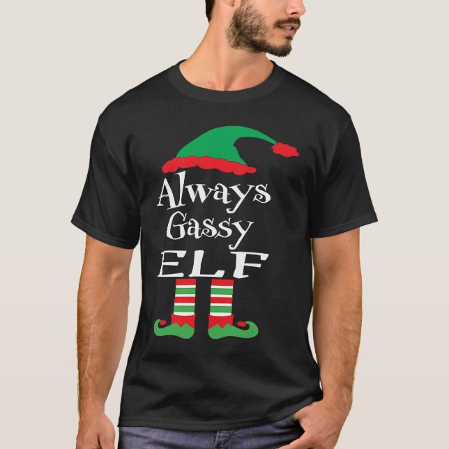 Camiseta Youth Always Gassy Elf  Family Christmas Matching (Frente)