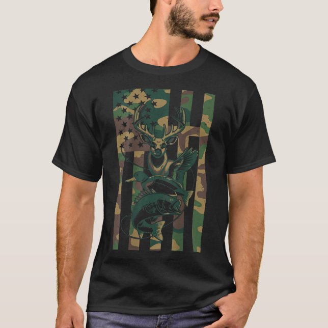 Camiseta Youth Cross Camo Hunting Fishing B Deer Duck Camou (Frente)