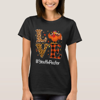 Camiseta Youth Pastor Love Thanksgiving Leopard Turkey Autu
