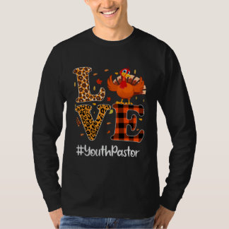 Camiseta Youth Pastor Love Thanksgiving Leopard Turkey Autu
