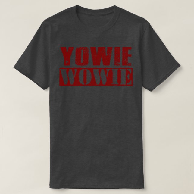 Camiseta Yowie Wowie Vintage Maroon Text (Frente do Design)