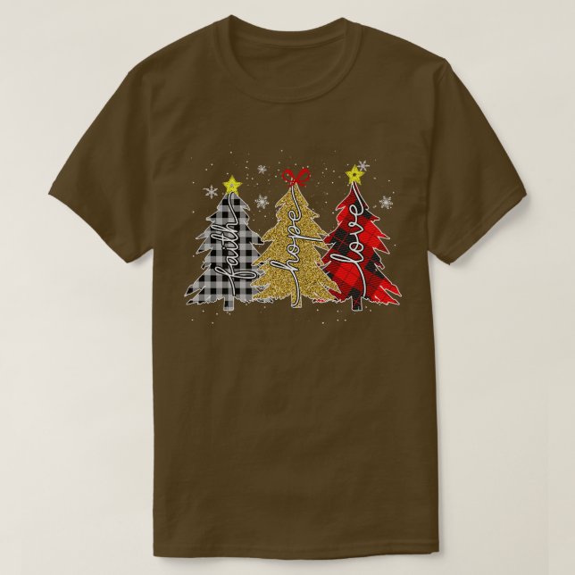 Camiseta YqQG Leopard Faith Feliz Natal Natal Chris (Frente do Design)